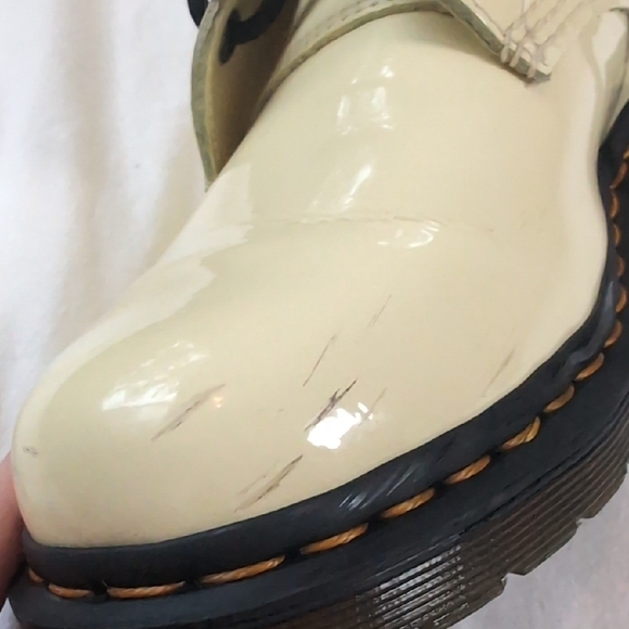 Dr. Martens Glossy Cream Combat Boots - Picture 2 of 10